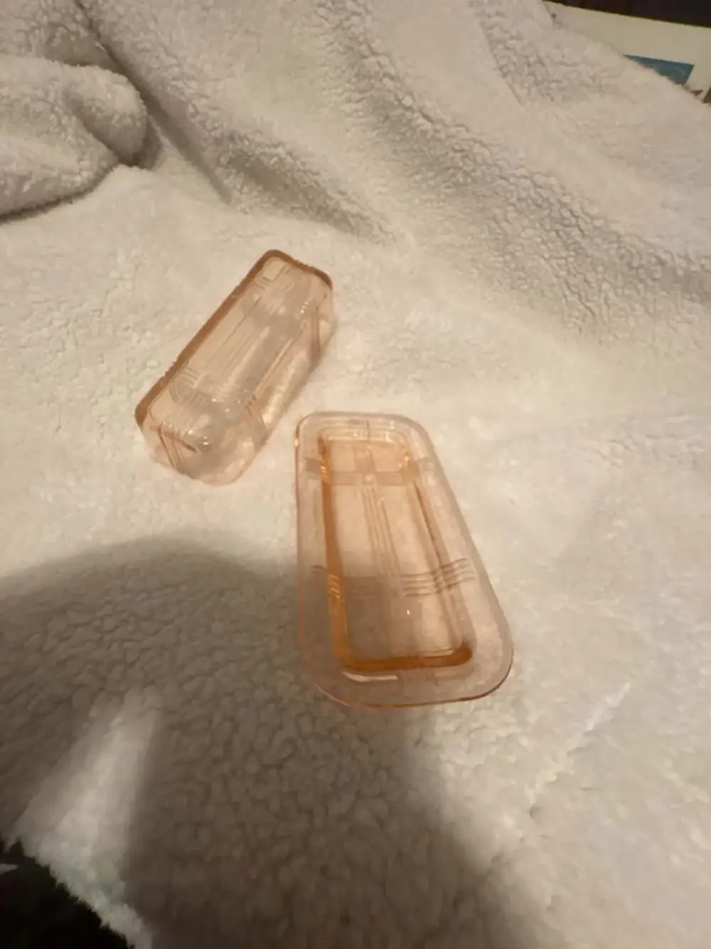 Hazel Atlas Criss Cross Pink Depression Glass Butter Dish